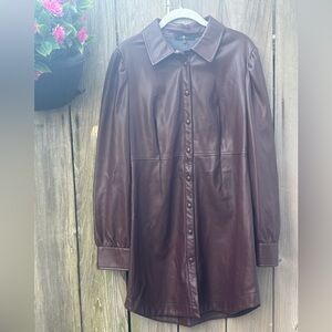 7 For All Mankind Brown Faux Leather Dress Snap Front Women’s Size Medium